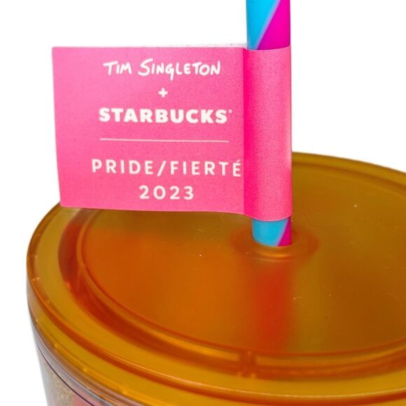 Starbucks 2023 Tim Singleton Sign Glitter Acrylic Venti Tumbler NWT 24 oz - Picture 4 of 9